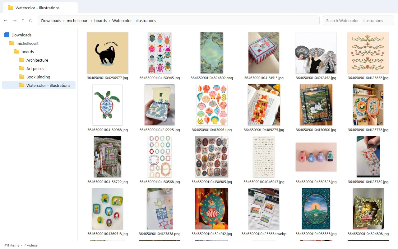 The downloaded folder of a board, with the images named by pin